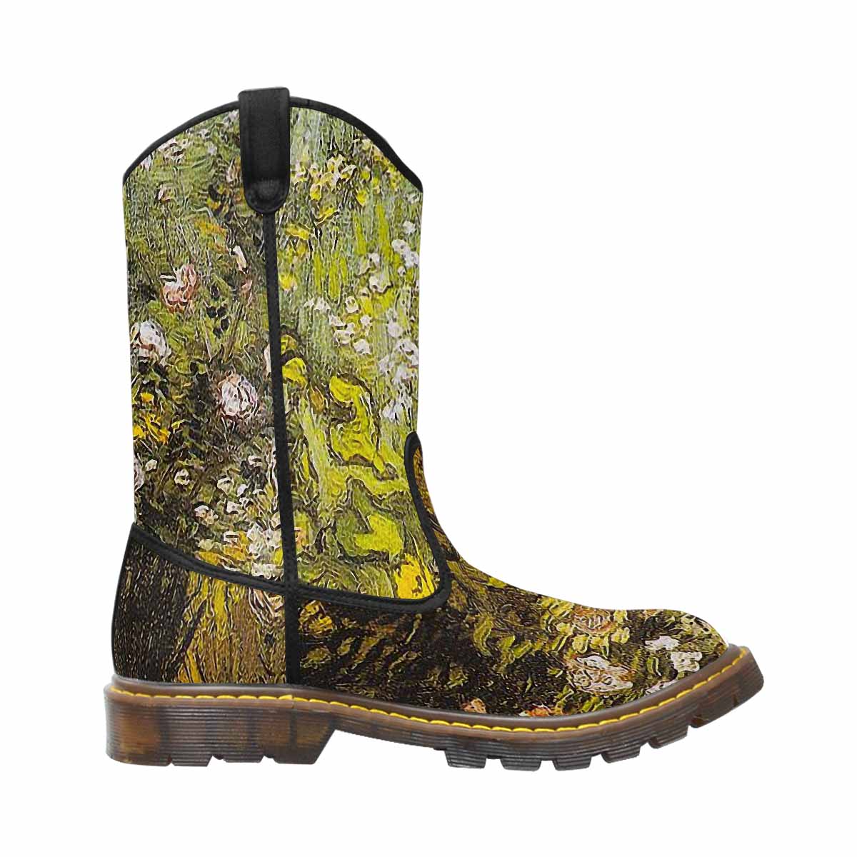 Vintage floral print, western lumber boots Design 05