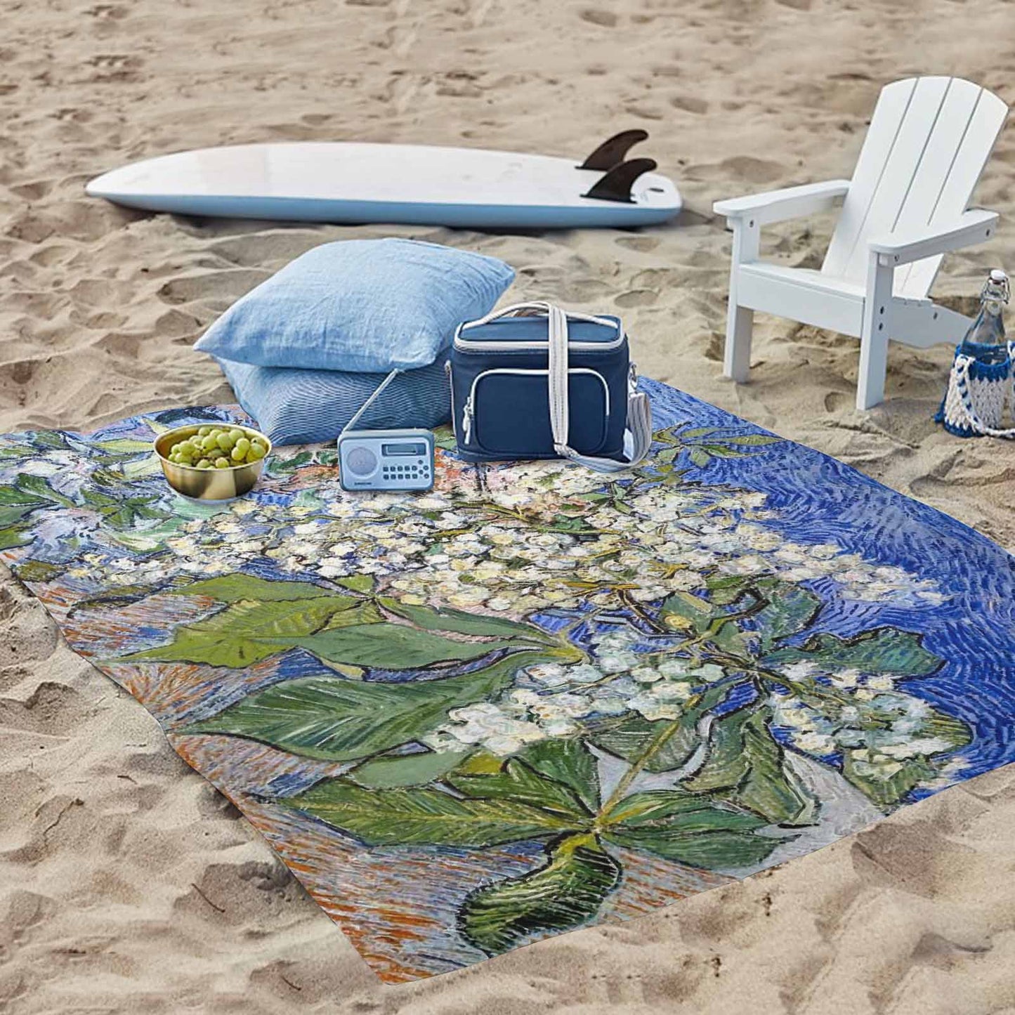 Vintage Floral waterproof picnic mat, 69 x 55in, Design 04