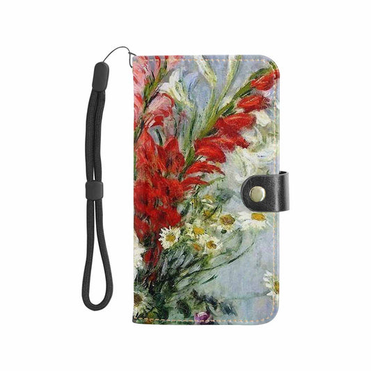 Vintage floral PU leather mobile phone purse, cell phone flip cover, Design 43