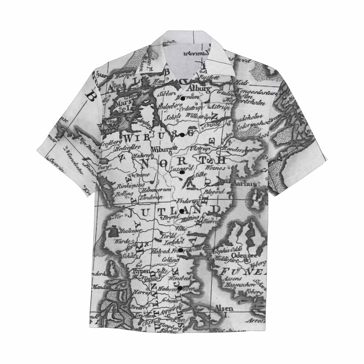 Antique Map design Hawaiian mens shirt, Design 32