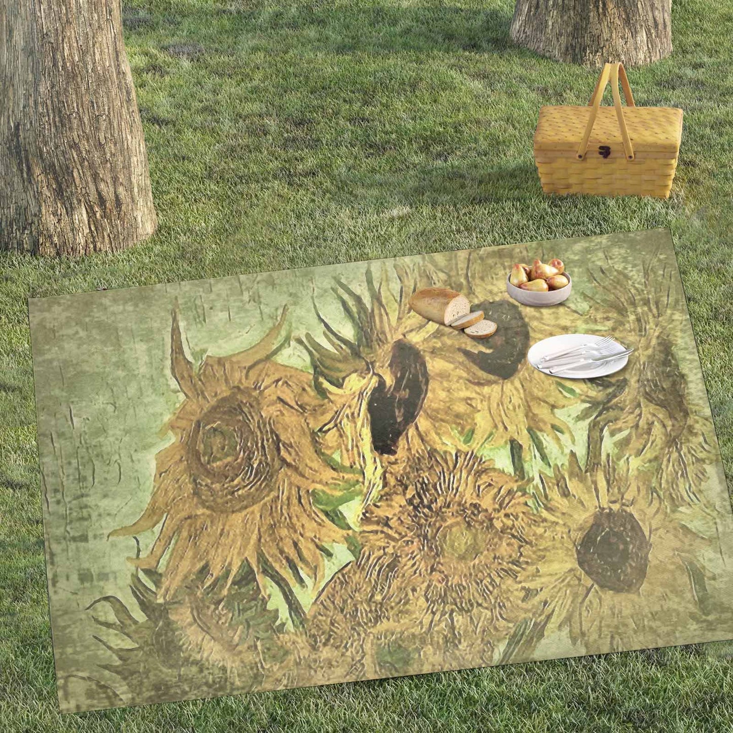 Vintage Floral waterproof picnic mat, 81 x 55in, Design 48x