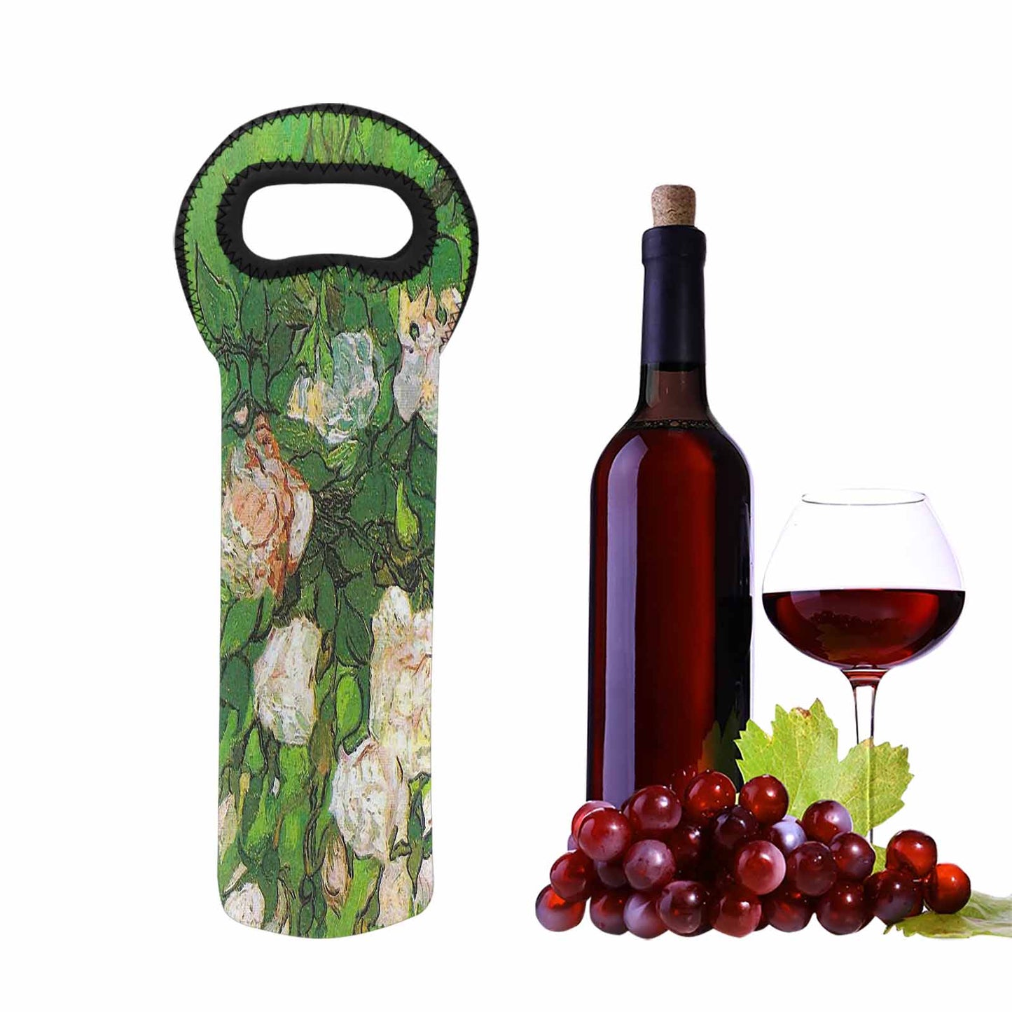 Vintage floral 1 bottle wine bag, Design 06