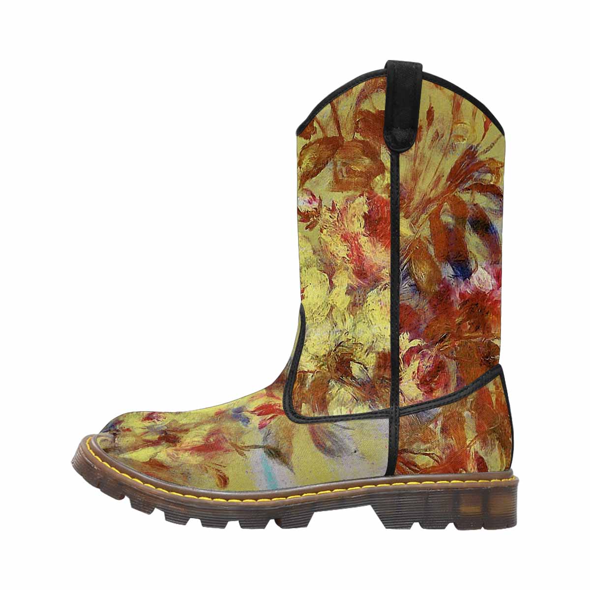 Vintage floral print, western lumber boots Design 11