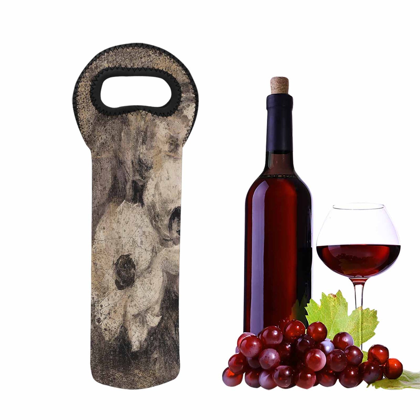 Vintage floral 1 bottle wine bag, Design 16