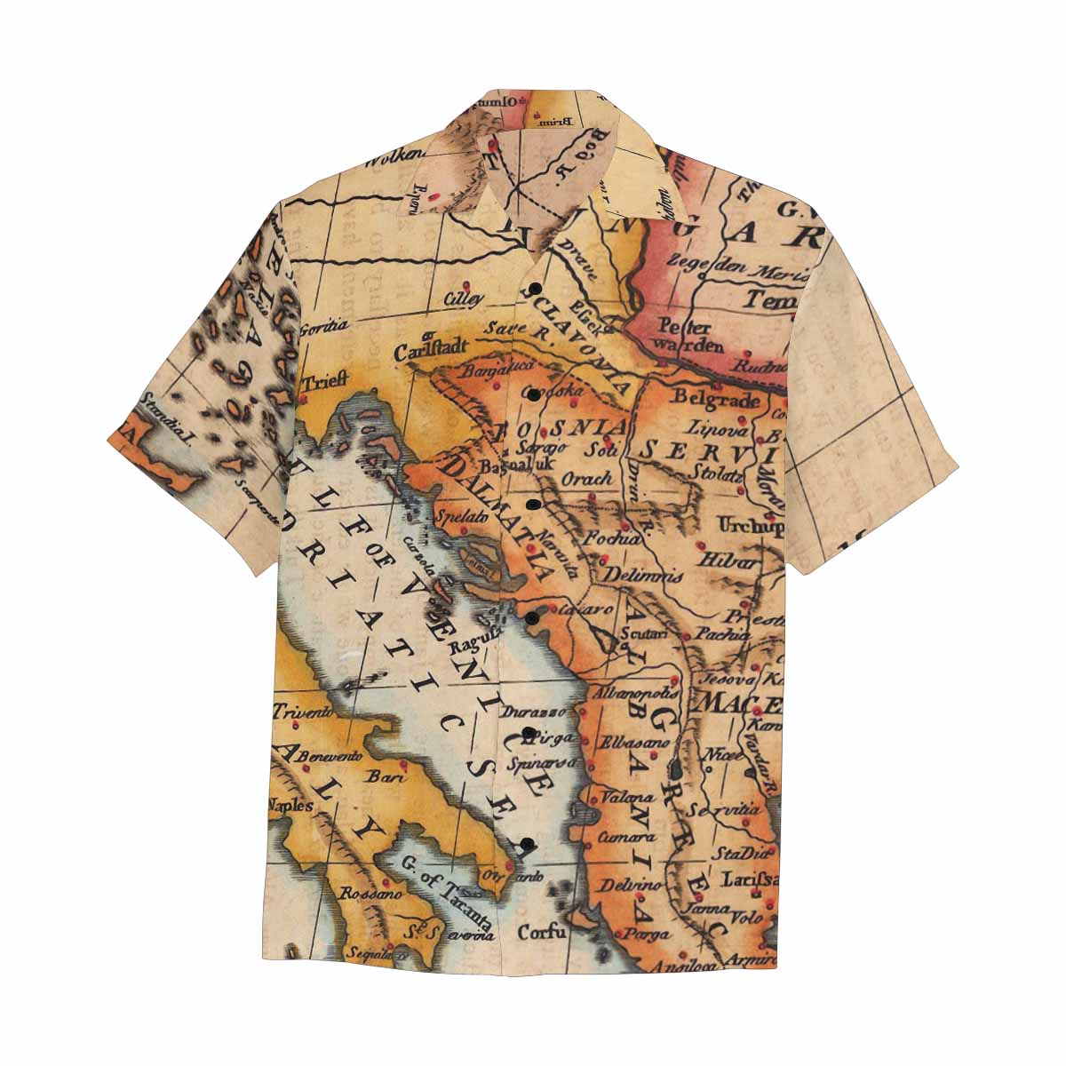 Antique Map design Hawaiian mens shirt, Design 22