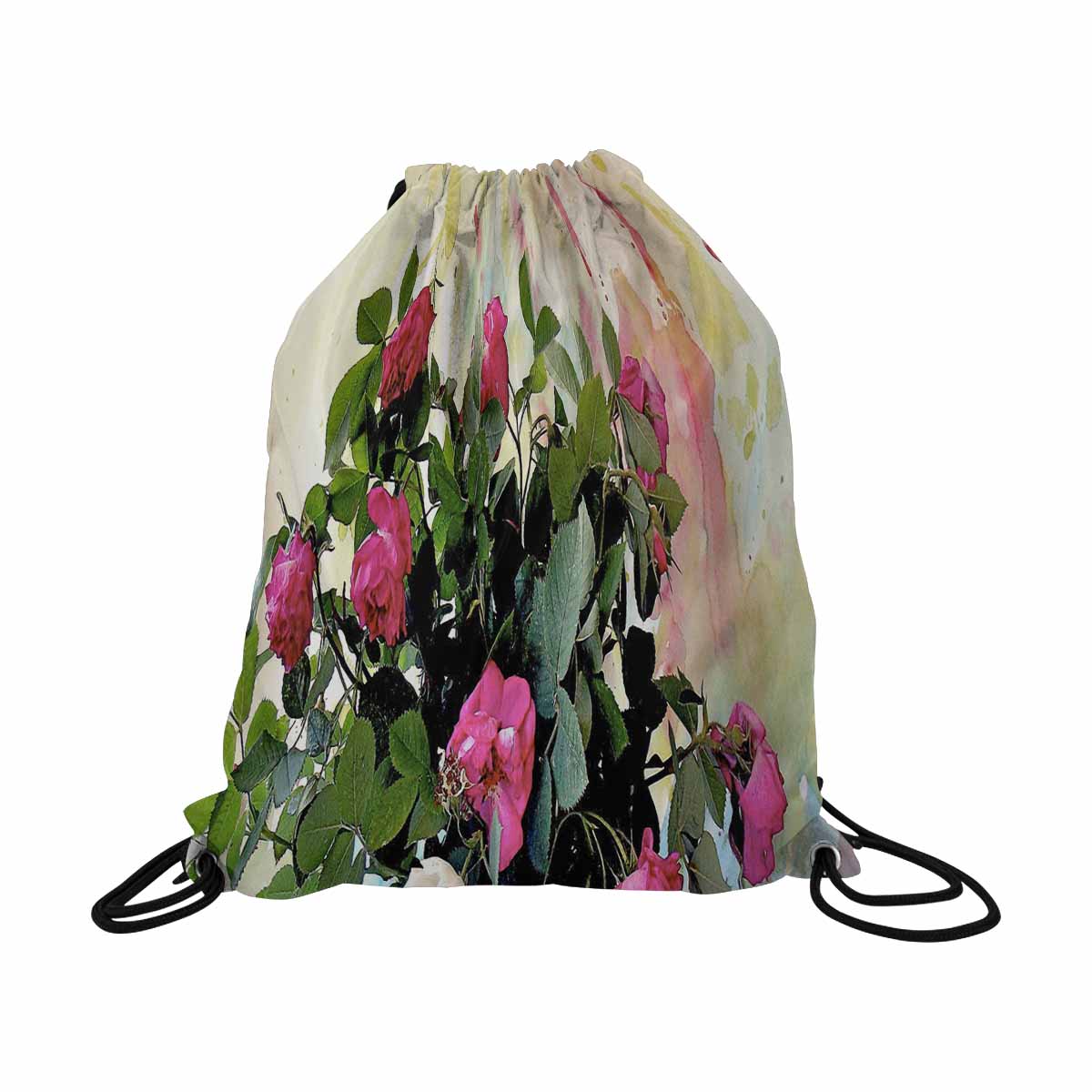 Vintage Floral print, DRAWSTRING BAG, LARGE, Design 22