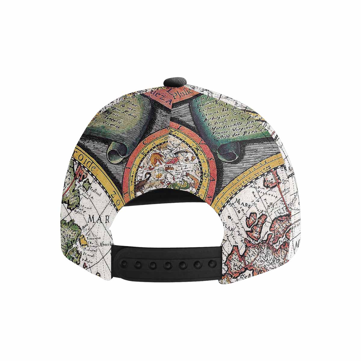 Antique Map design mens or womens deep snapback cap, trucker hat, Design 31