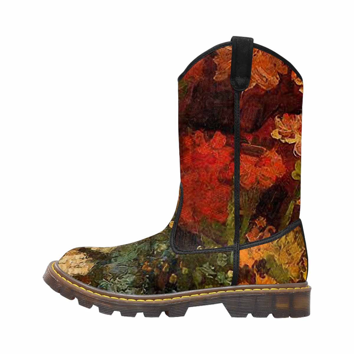 Vintage floral print, western lumber boots Design 31