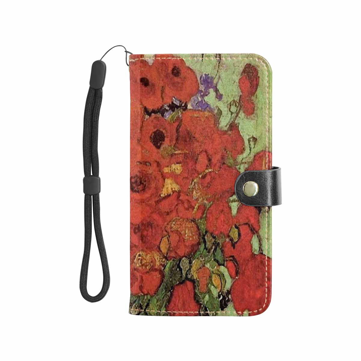 Vintage floral PU leather mobile phone purse, cell phone flip cover, Design 47