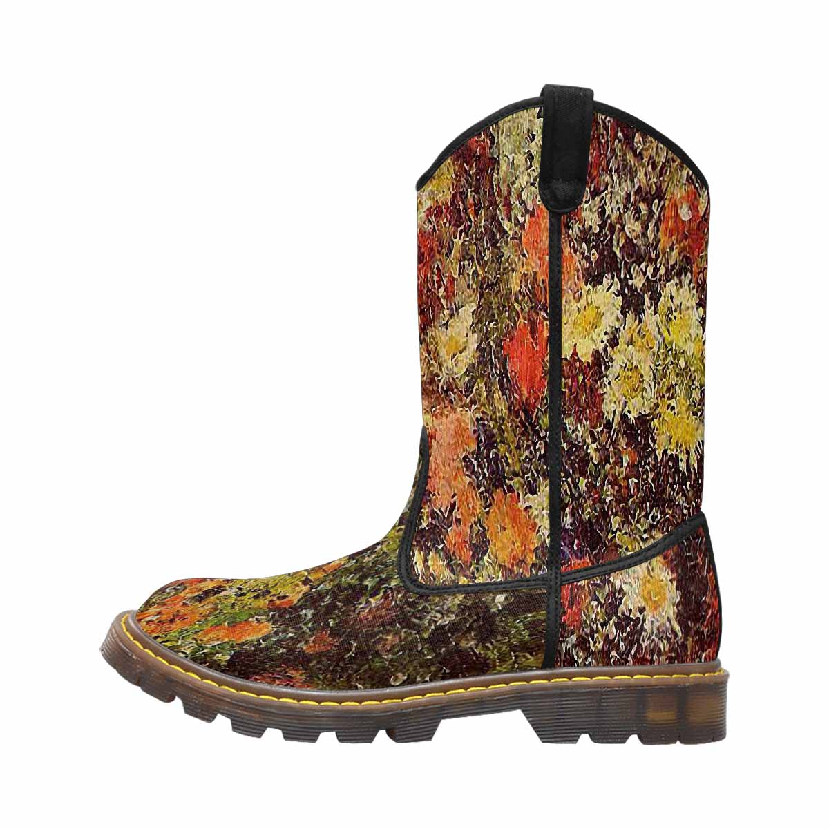 Vintage floral print, western lumber boots Design 24