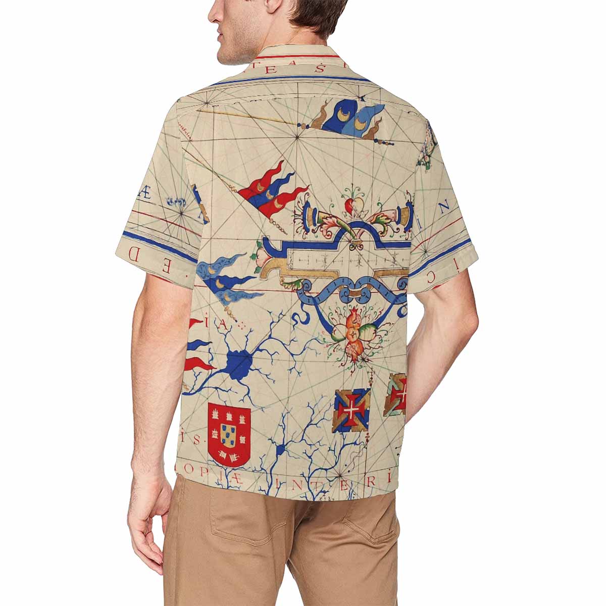 Antique Map design Hawaiian mens shirt, Design 45