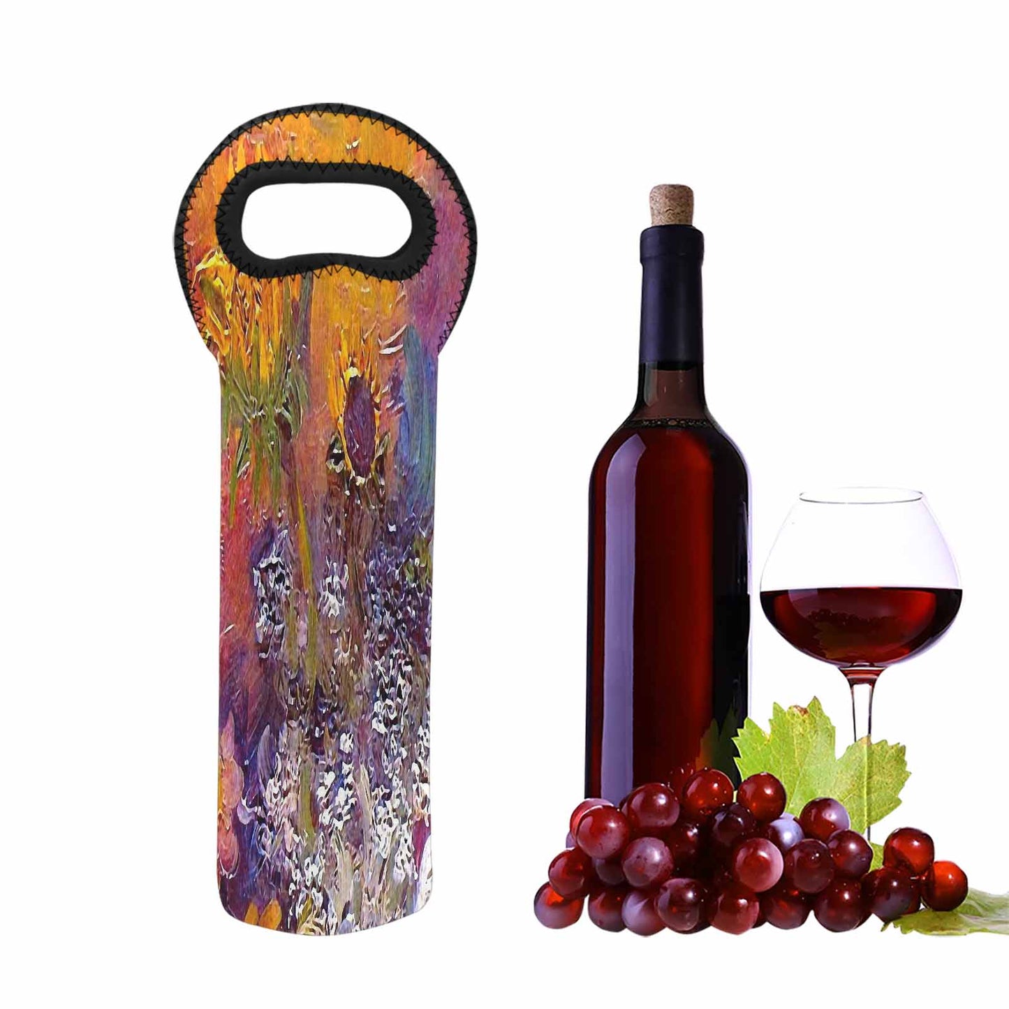 Vintage floral 1 bottle wine bag, Design 54