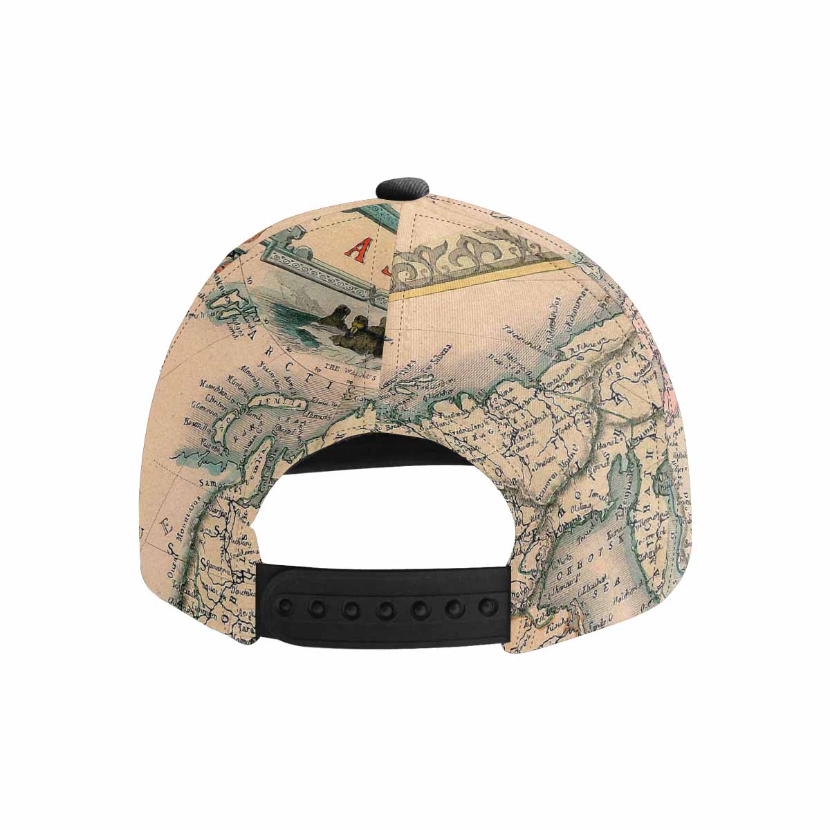 Antique Map design mens or womens deep snapback cap, trucker hat, Design 37