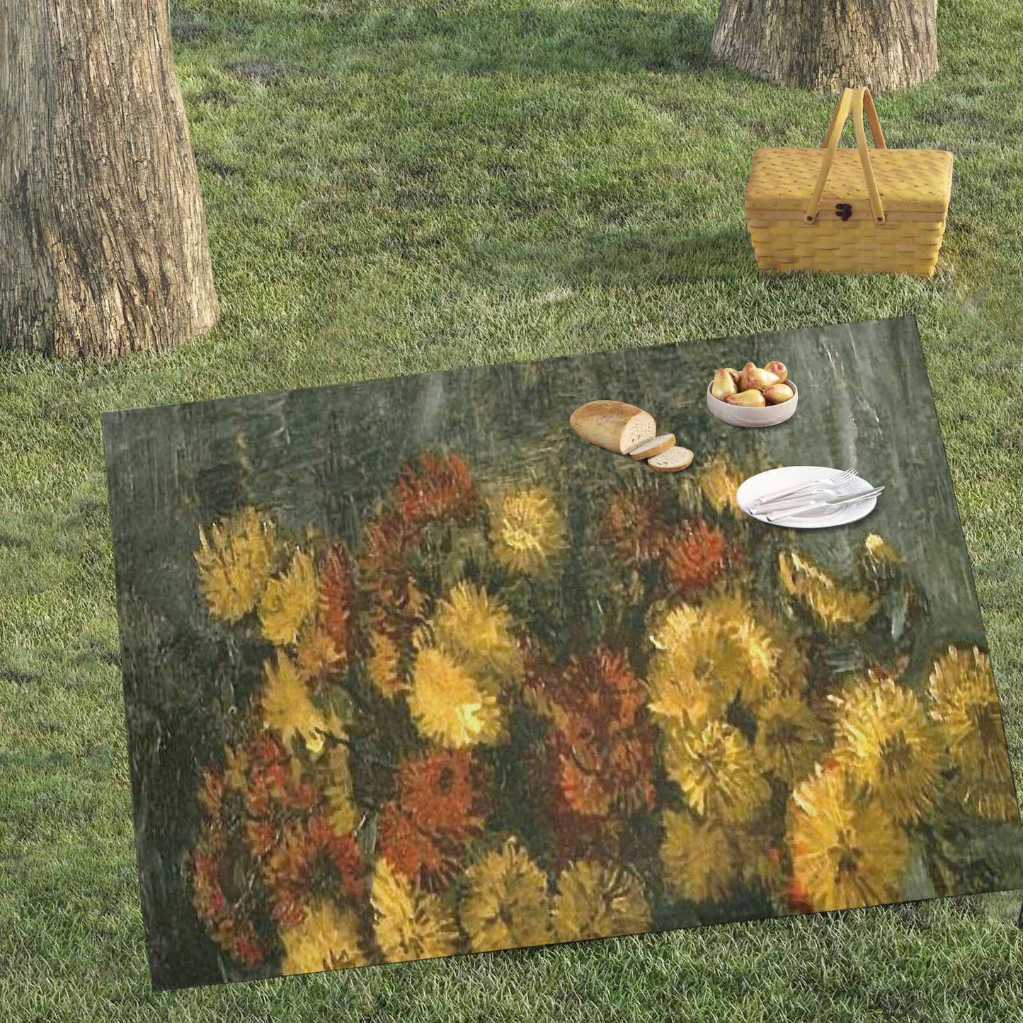 Vintage Floral waterproof picnic mat, 69 x 55in, Design 28