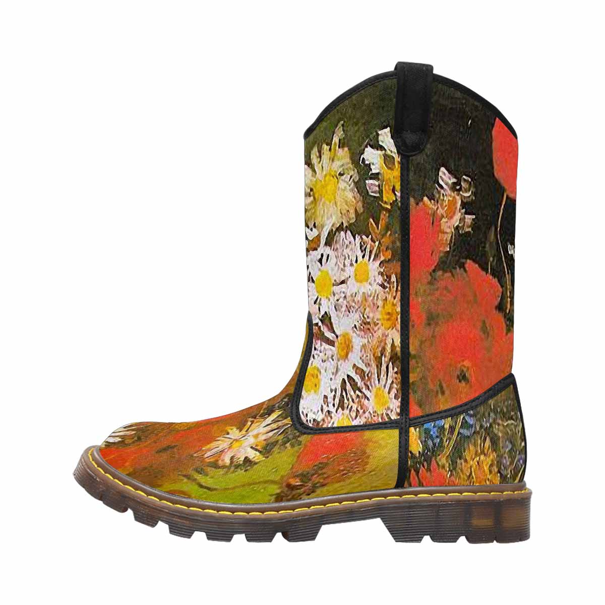 Vintage floral print, western lumber boots Design 60