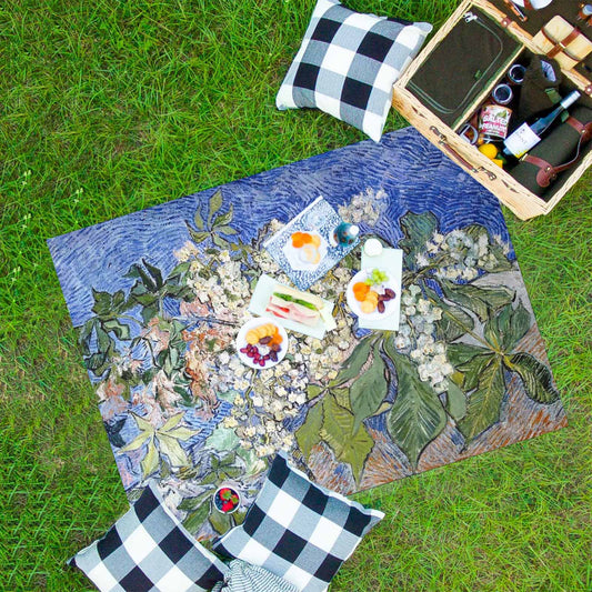 Vintage Floral waterproof picnic mat, 69 x 55in, Design 04