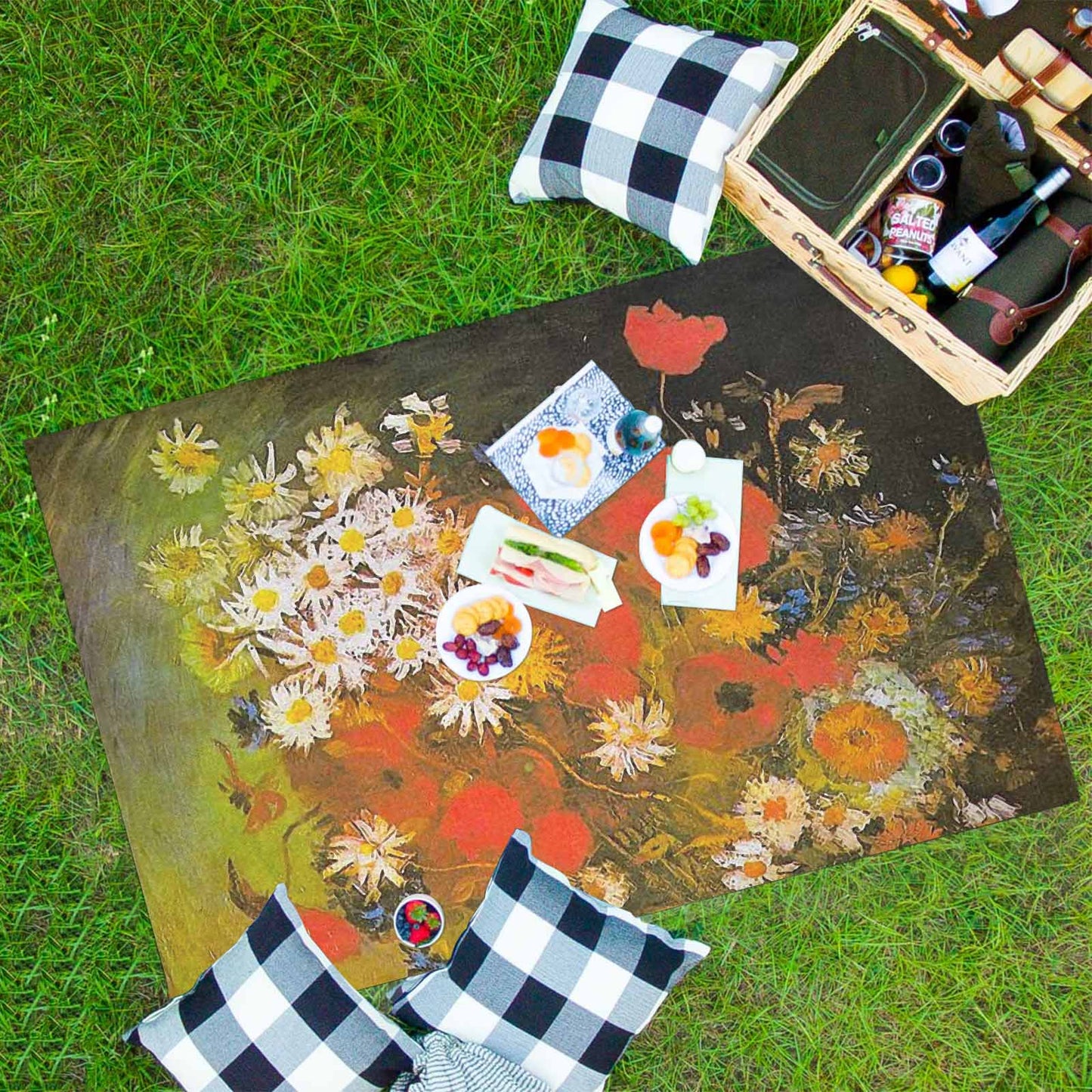 Vintage Floral waterproof picnic mat, 81 x 55in, Design 60