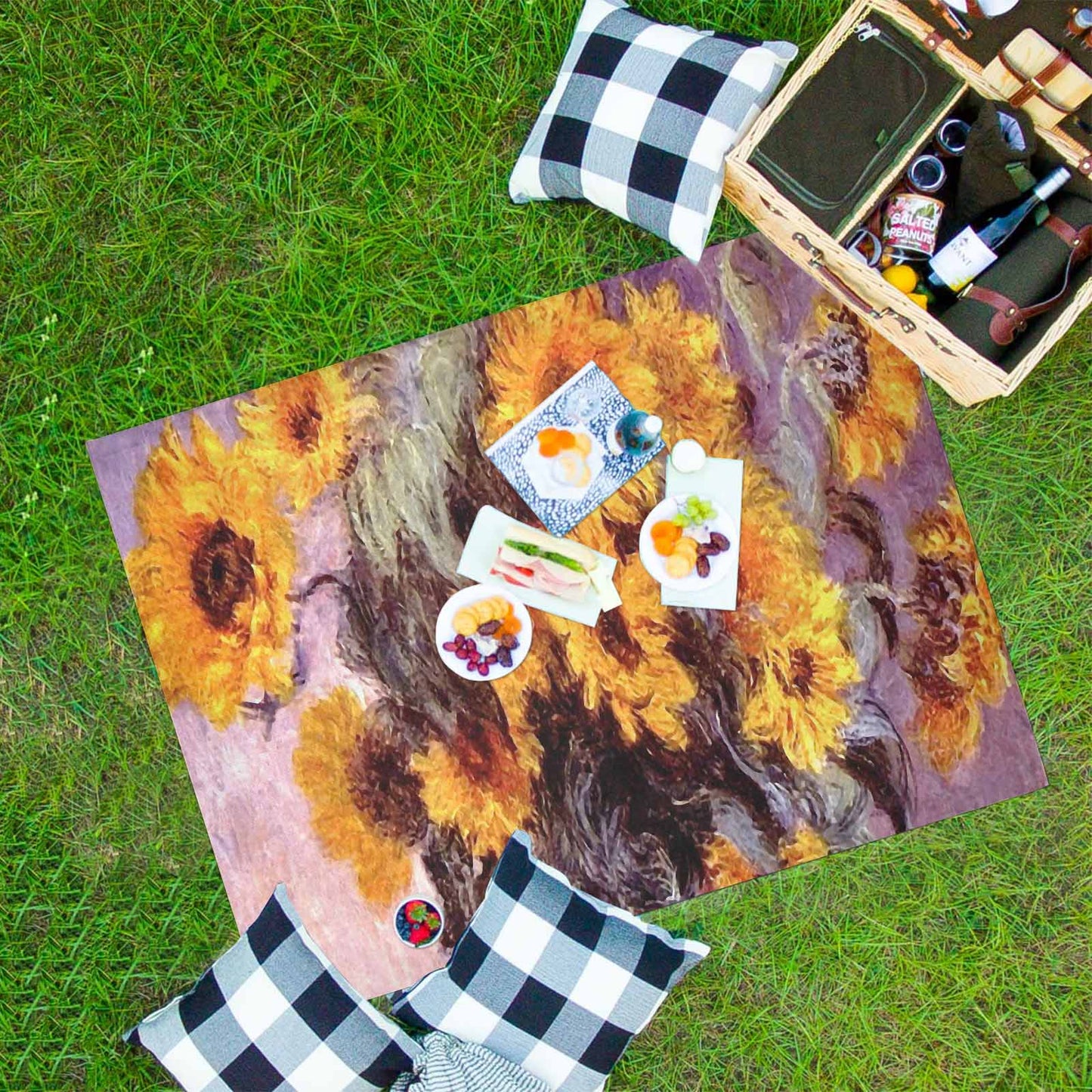 Vintage Floral waterproof picnic mat, 69 x 55in, Design 49