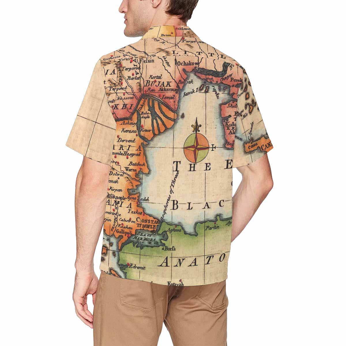 Antique Map design Hawaiian mens shirt, Design 22